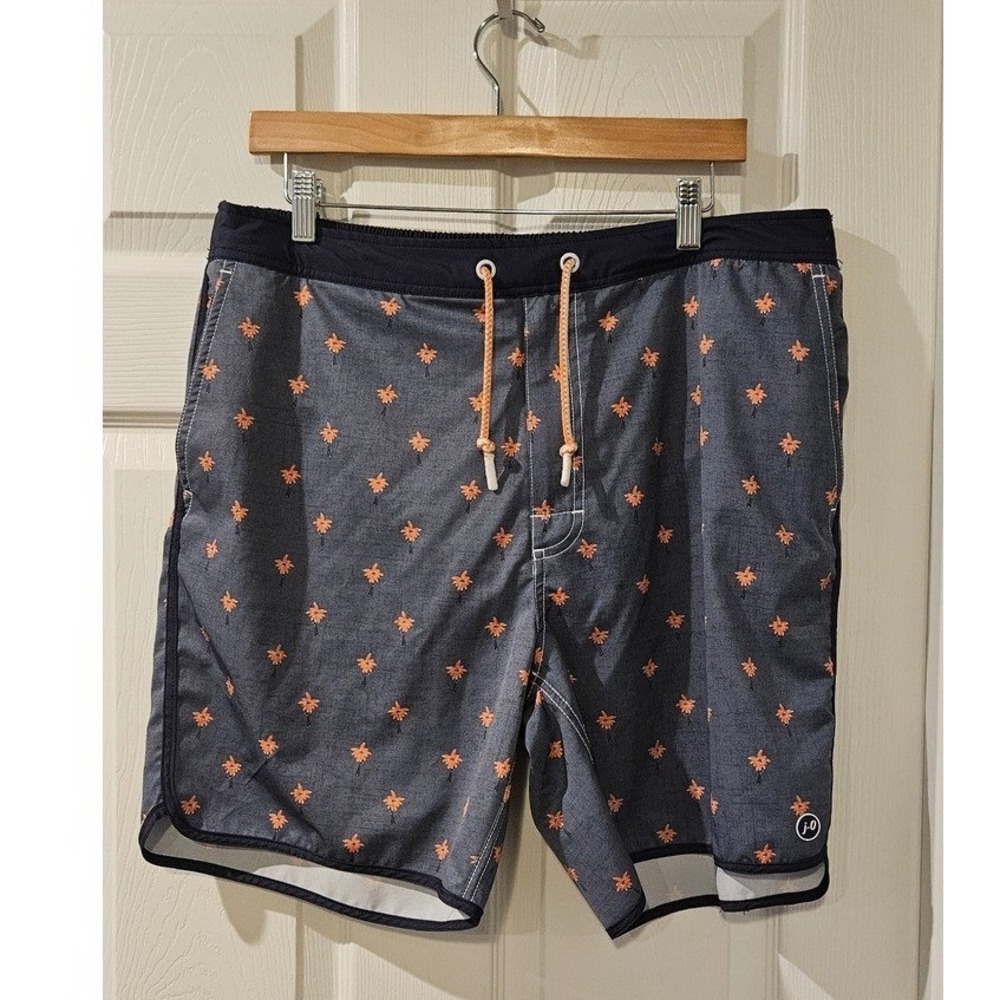 Johnnie-O Bonita Swim Trunks Mens XL Palm Print‎ Lined Stretch Beach